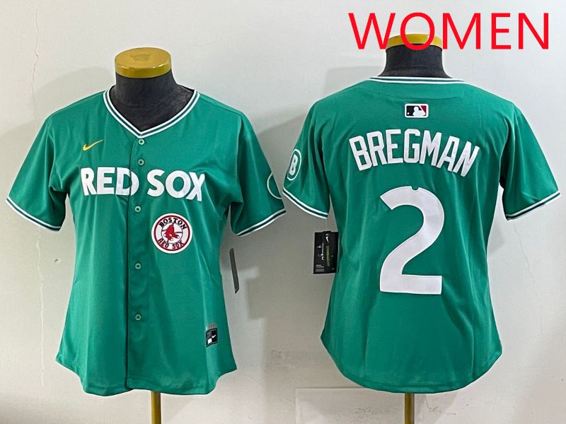 Women 2025 Boston Red Sox 2 Bregman Dark Green Joint Name Nike MLB Jersey style 10